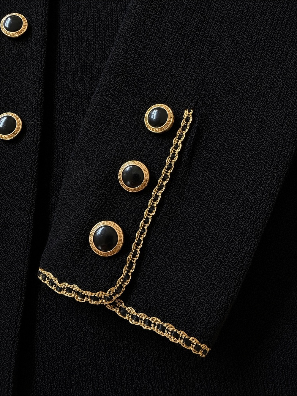 St John Collection Santana Knit Mandarin Collar Embroidered Jacket Gold Trim 4 - Picture 7 of 12